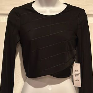 NWT BCBGeneration Black Quality Long Sleeve Crop Top Sz XS
